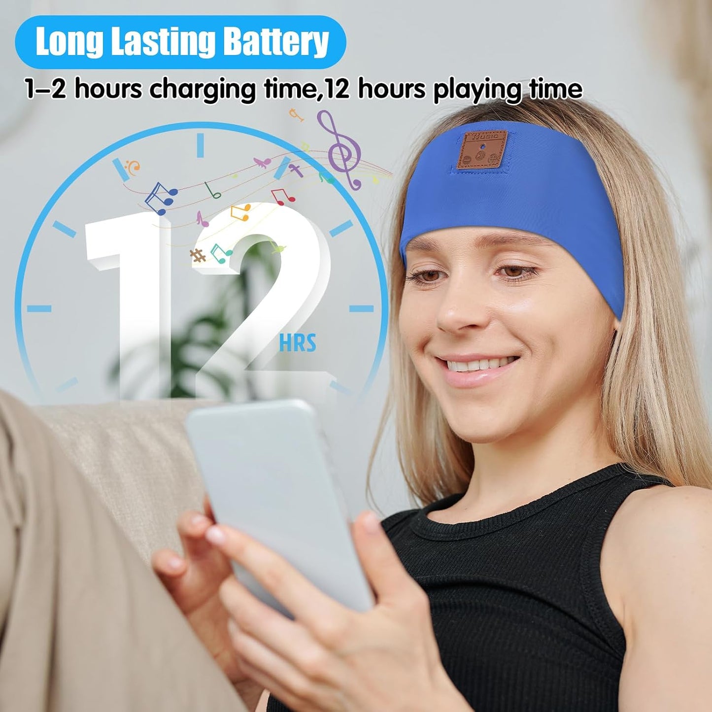 2-Pack Sleeping Headphones Bluetooth Headband, Bluetooth 5.4 Headband Headphones with Ultra-Thin Speakers, Headphones Headband for Side Sleepers, Running, Insomniac, Travel, Meditation（Black&Grey