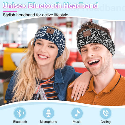 2-Pack Sleeping Headphones Bluetooth Headband, Bluetooth 5.4 Headband Headphones with Ultra-Thin Speakers, Headphones Headband for Side Sleepers, Running, Insomniac, Travel, Meditation（Black&Grey
