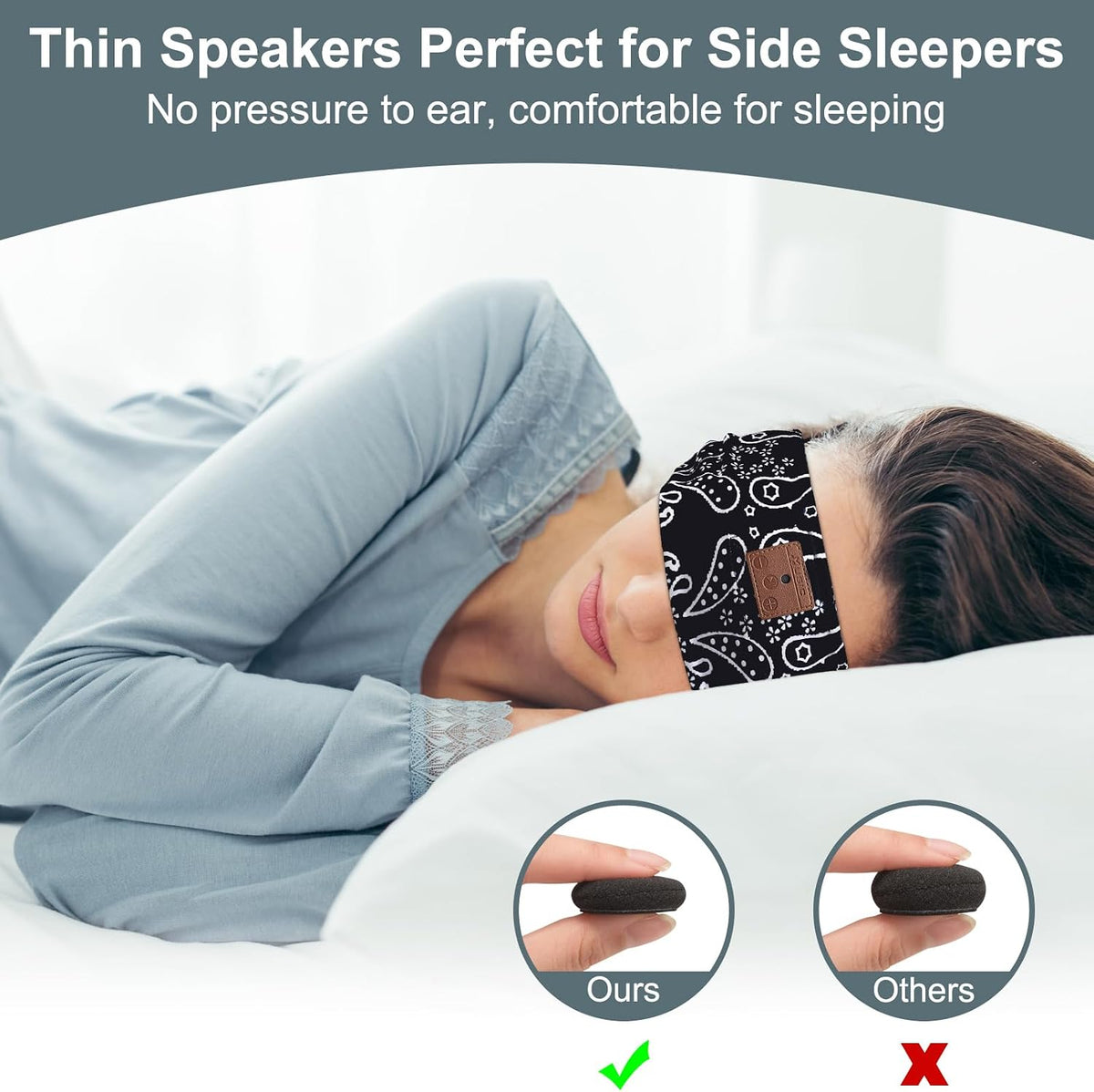 2-Pack Sleeping Headphones Bluetooth Headband, Bluetooth 5.4 Headband Headphones with Ultra-Thin Speakers, Headphones Headband for Side Sleepers, Running, Insomniac, Travel, Meditation（Black&Grey