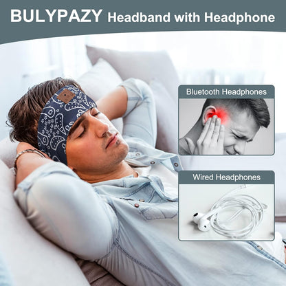2-Pack Sleeping Headphones Bluetooth Headband, Bluetooth 5.4 Headband Headphones with Ultra-Thin Speakers, Headphones Headband for Side Sleepers, Running, Insomniac, Travel, Meditation（Black&Grey