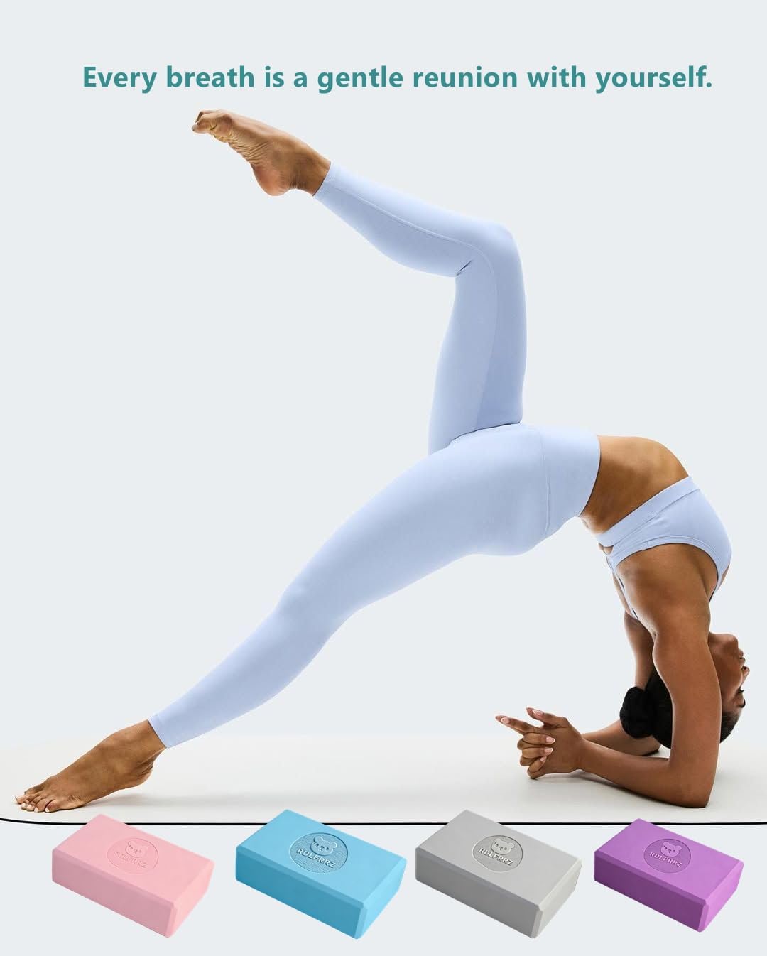 Premium Yoga Blocks - Non-Latex EVA Foam with Non-Slip Grip & Beveled Edges - Multiple Colors Available - Ideal for Yoga, Pilates, Meditation - Boost Stability, Balance and Deep Stretching