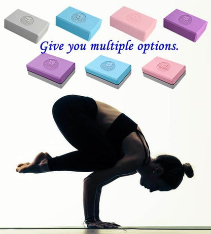 Premium Yoga Blocks - Non-Latex EVA Foam with Non-Slip Grip & Beveled Edges - Multiple Colors Available - Ideal for Yoga, Pilates, Meditation - Boost Stability, Balance and Deep Stretching