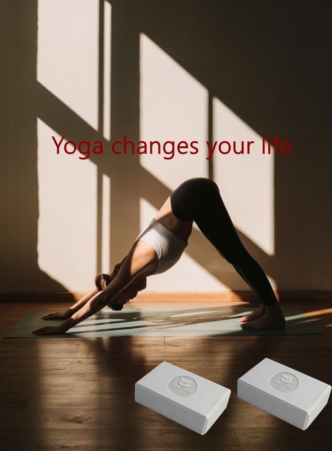 Premium Yoga Blocks - Non-Latex EVA Foam with Non-Slip Grip & Beveled Edges - Multiple Colors Available - Ideal for Yoga, Pilates, Meditation - Boost Stability, Balance and Deep Stretching