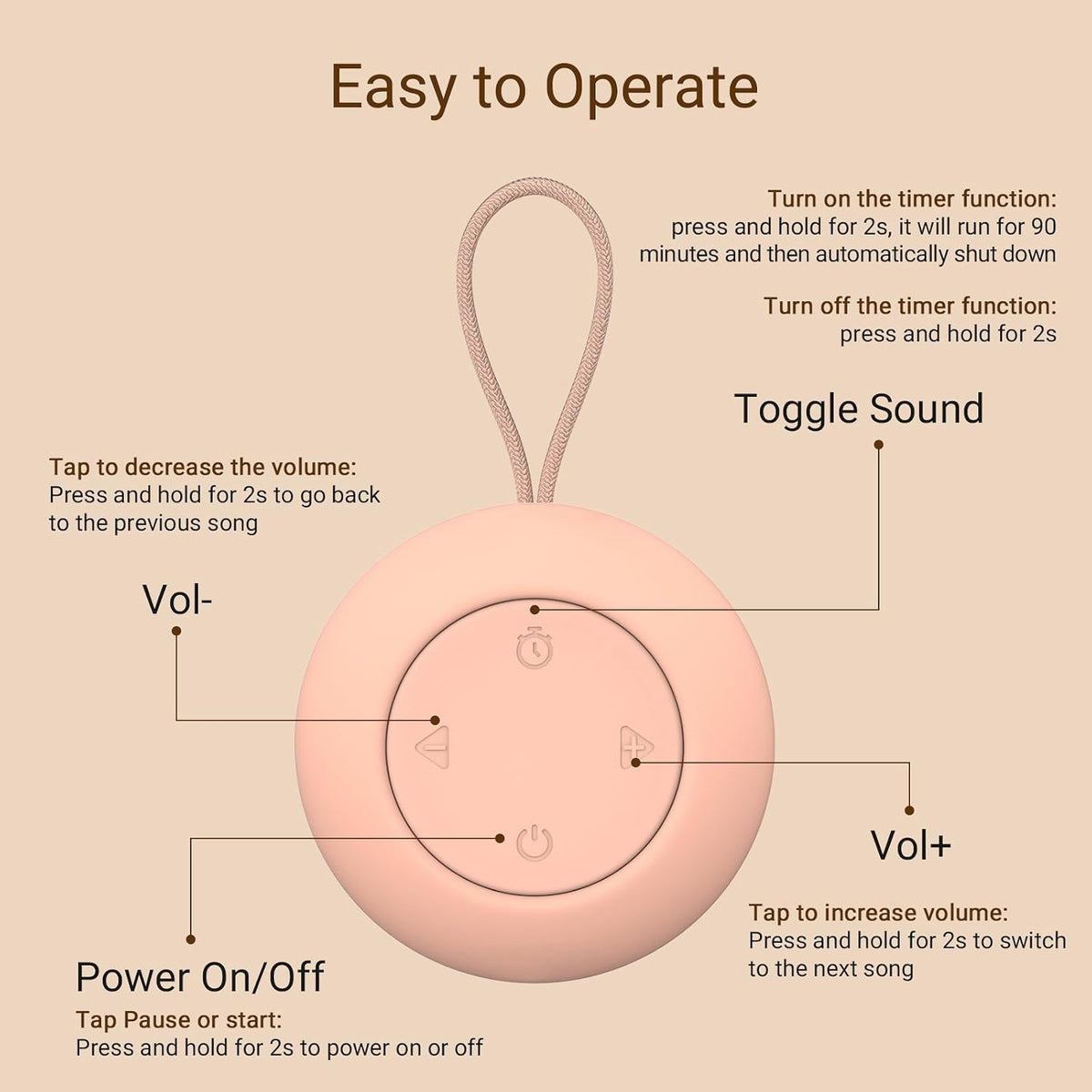 Portable Baby Sound Machine & Essentials for Babies & Kids-Putty