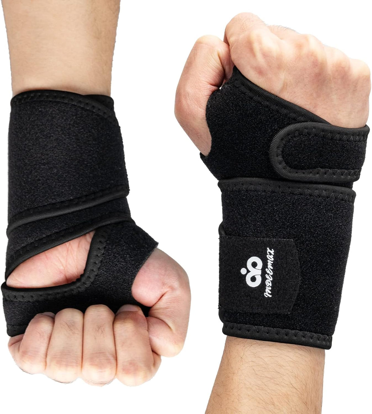 2 Pack Copper Wrist Brace Support for Carpal Tunnel, Pain Relief, Arthritis, Tendonitis, Adjustable Wrist Braces Compression Wraps Both Hands, Fit for Men and Women, Pink
