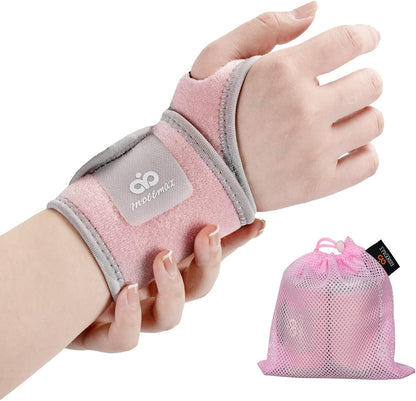 2 Pack Copper Wrist Brace Support for Carpal Tunnel, Pain Relief, Arthritis, Tendonitis, Adjustable Wrist Braces Compression Wraps Both Hands, Fit for Men and Women, Pink