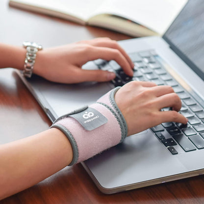 2 Pack Copper Wrist Brace Support for Carpal Tunnel, Pain Relief, Arthritis, Tendonitis, Adjustable Wrist Braces Compression Wraps Both Hands, Fit for Men and Women, Pink