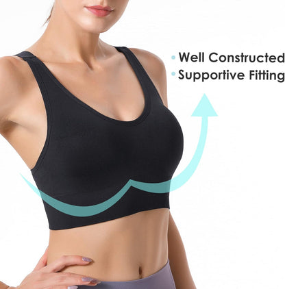 Evercute Sports Bras for Women Padded Medium Support Criss Cross Strappy Bra Seamless High Impact Yoga Exercise Athletic Bras