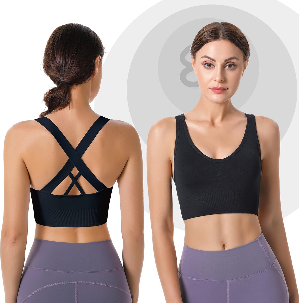 Evercute Sports Bras for Women Padded Medium Support Criss Cross Strappy Bra Seamless High Impact Yoga Exercise Athletic Bras