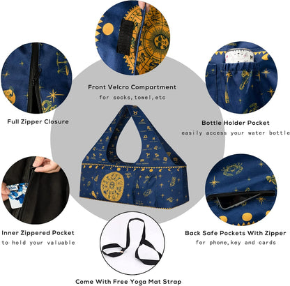 Yoga Mat Bag - Large Yoga Bag with Yoga Mat Strap, Zipper and Pockets - Yoga Bags and Carriers Fits All Your Stuff - Personalized Yoga Mat Bags for Women Fits Most Size Mats