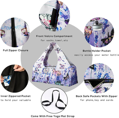 Yoga Mat Bag - Large Yoga Bag with Yoga Mat Strap, Zipper and Pockets - Yoga Bags and Carriers Fits All Your Stuff - Personalized Yoga Mat Bags for Women Fits Most Size Mats