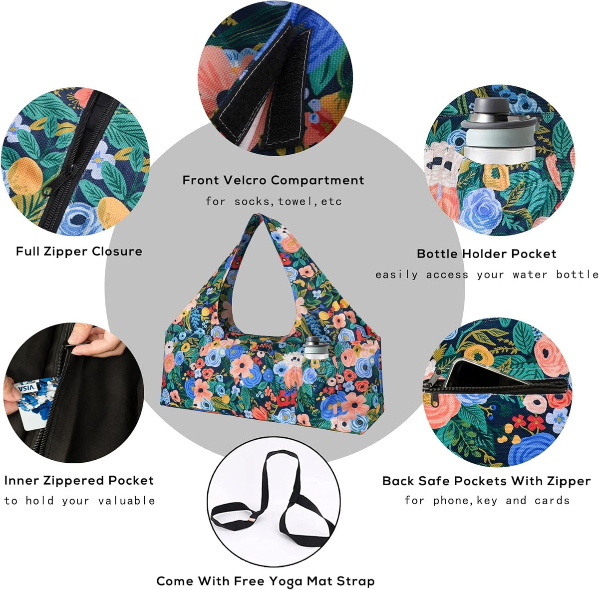 Yoga Mat Bag - Large Yoga Bag with Yoga Mat Strap, Zipper and Pockets - Yoga Bags and Carriers Fits All Your Stuff - Personalized Yoga Mat Bags for Women Fits Most Size Mats