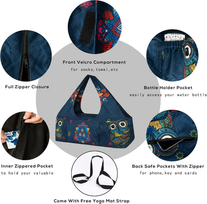 Yoga Mat Bag - Large Yoga Bag with Yoga Mat Strap, Zipper and Pockets - Yoga Bags and Carriers Fits All Your Stuff - Personalized Yoga Mat Bags for Women Fits Most Size Mats