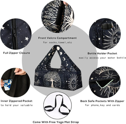 Yoga Mat Bag - Large Yoga Bag with Yoga Mat Strap, Zipper and Pockets - Yoga Bags and Carriers Fits All Your Stuff - Personalized Yoga Mat Bags for Women Fits Most Size Mats