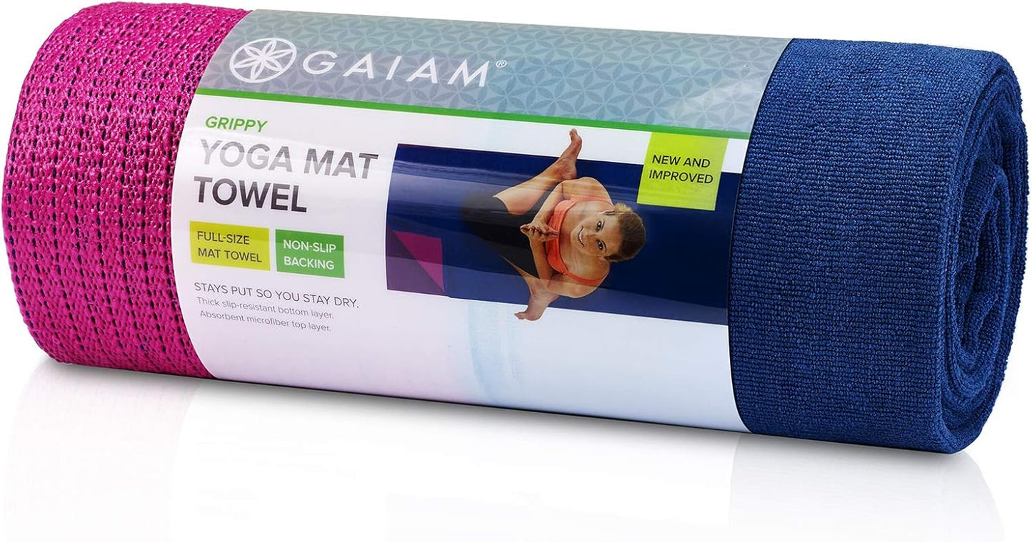 Grippy Non Slip Yoga Mat Towel - Fast Drying Towel - Ideal For Hot Yoga - Microfiber And Machine Washable - Grip Backing
