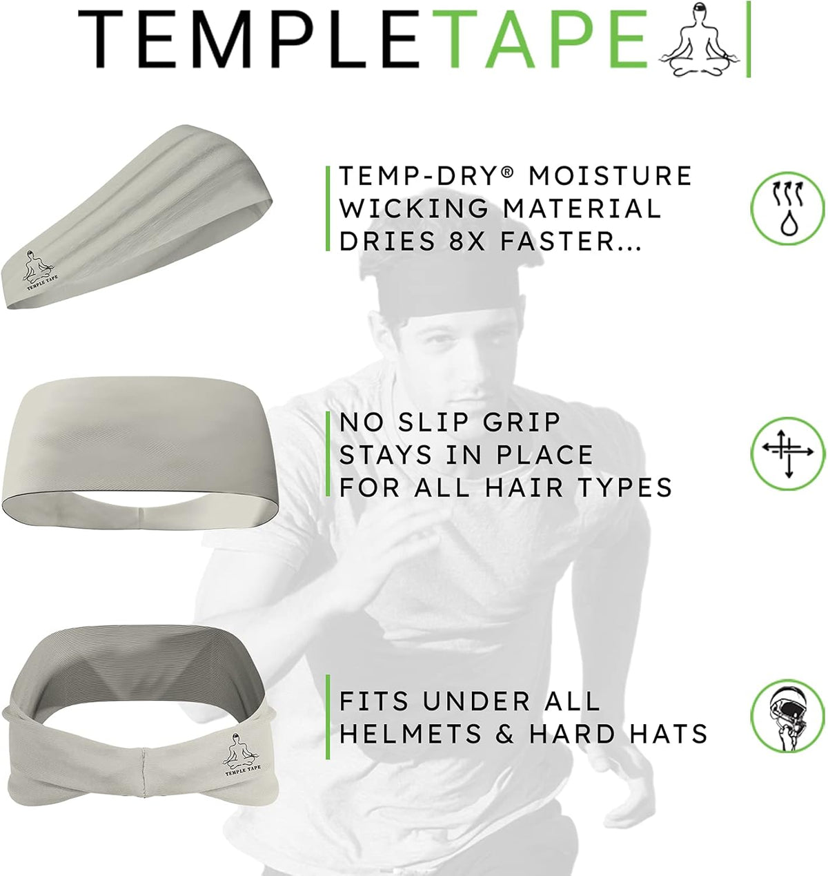 Sweat Band Workout Headbands for Women and Men - Sweatbands for Men - Moisture Wicking Sports Sweat Bands Headbands for Women, Running,Cycling,Yoga,Football Headband