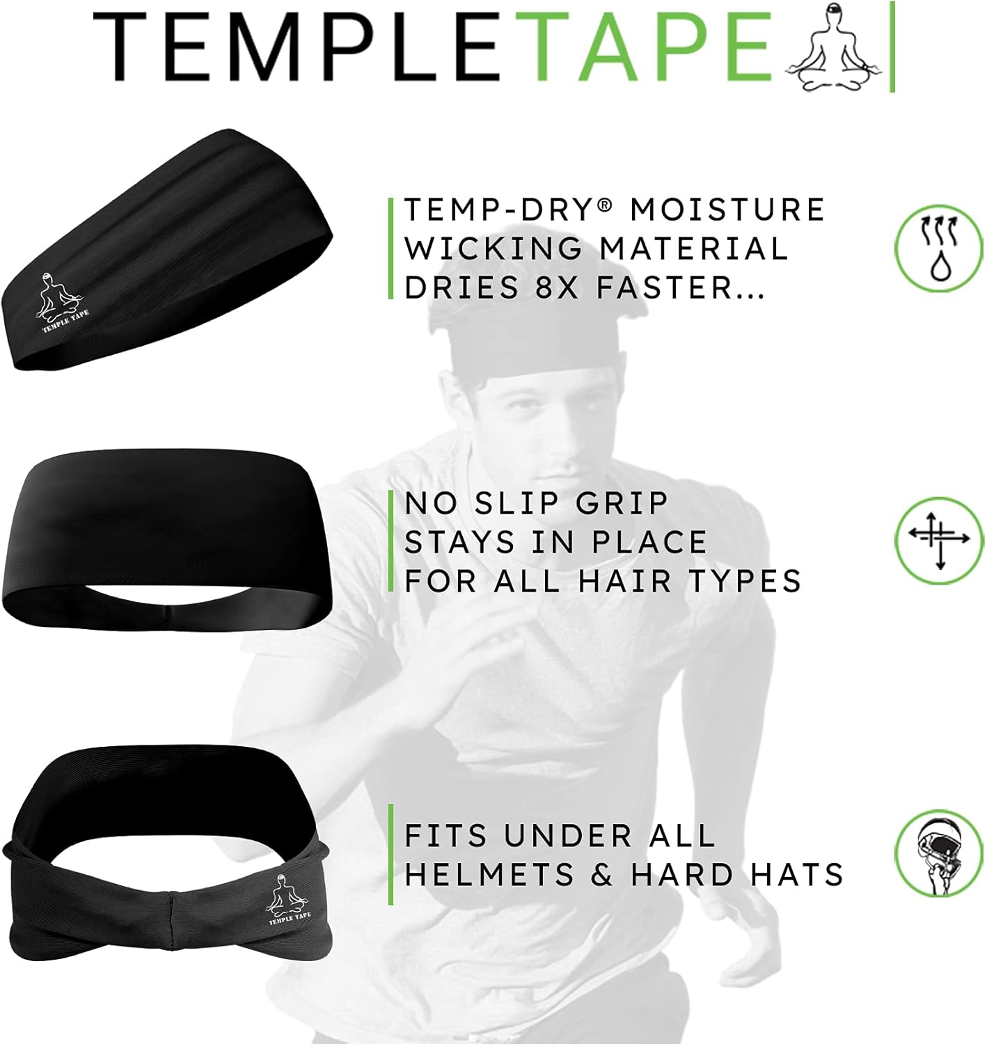 Sweat Band Workout Headbands for Women and Men - Sweatbands for Men - Moisture Wicking Sports Sweat Bands Headbands for Women, Running,Cycling,Yoga,Football Headband