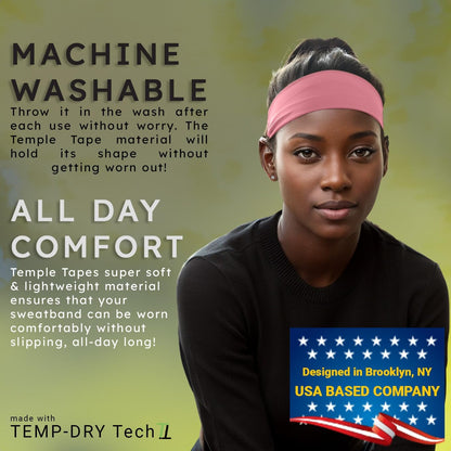 Sweat Band Workout Headbands for Women and Men - Sweatbands for Men - Moisture Wicking Sports Sweat Bands Headbands for Women, Running,Cycling,Yoga,Football Headband