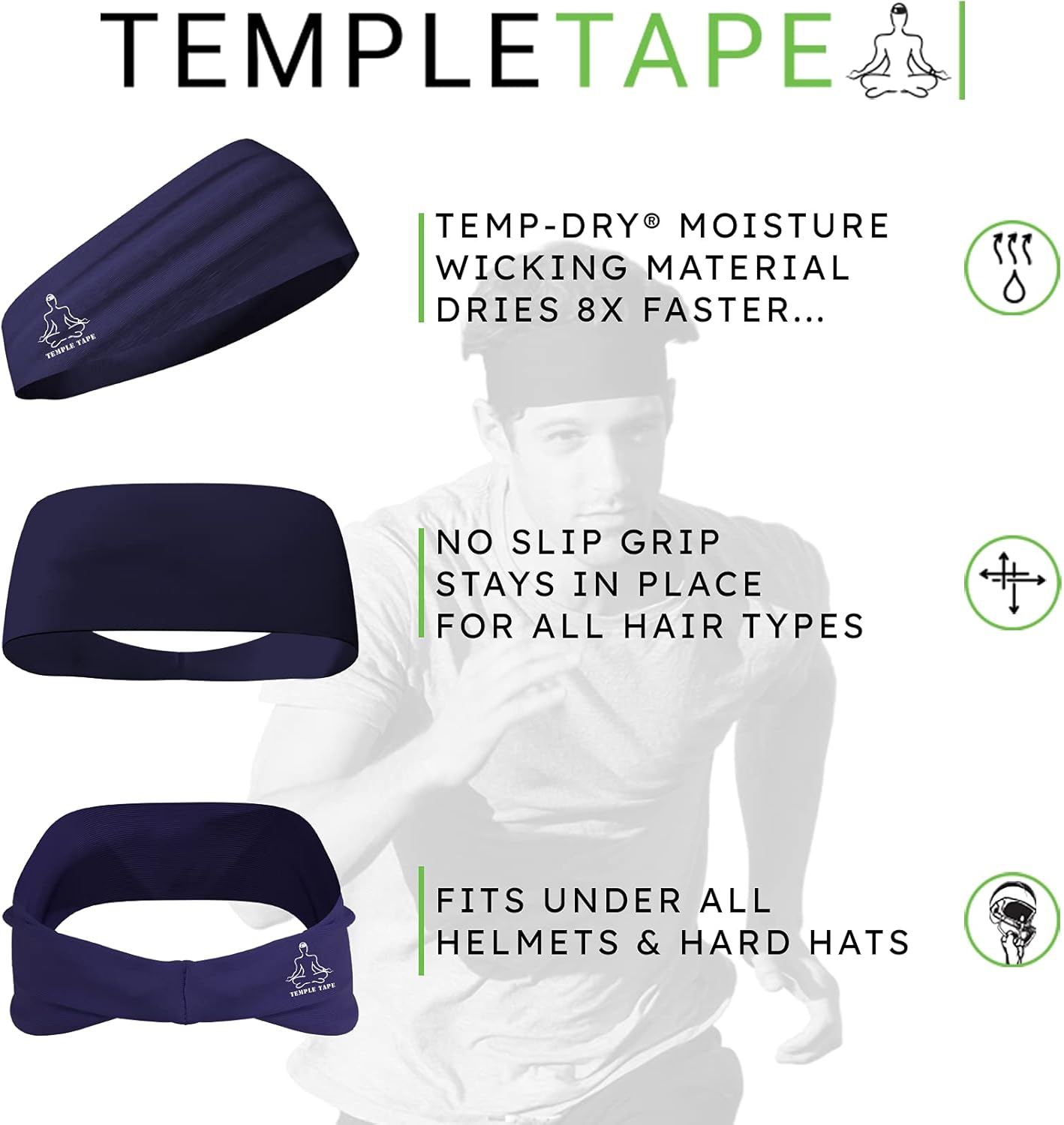 Sweat Band Workout Headbands for Women and Men - Sweatbands for Men - Moisture Wicking Sports Sweat Bands Headbands for Women, Running,Cycling,Yoga,Football Headband