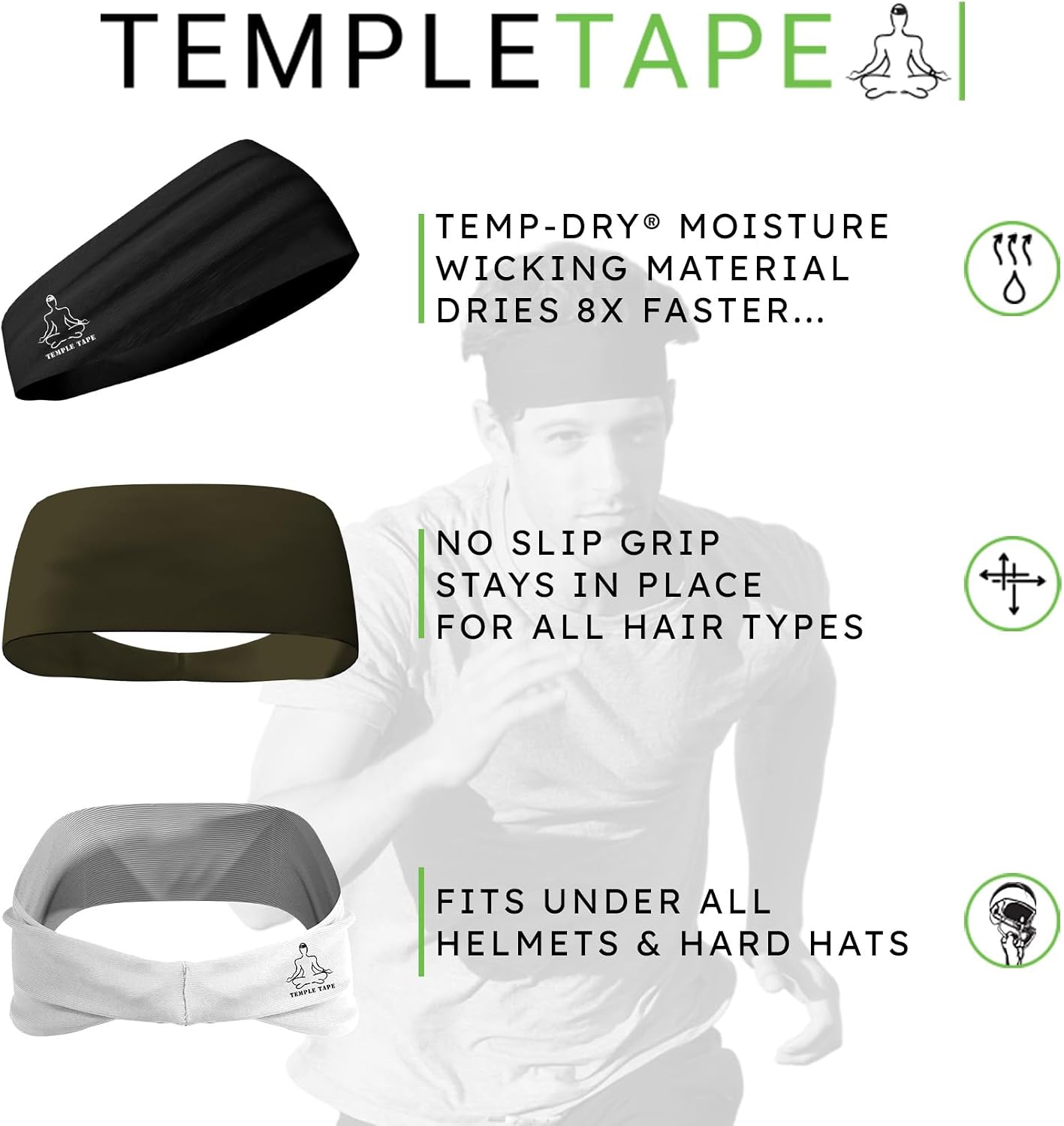 Sweat Band Workout Headbands for Women and Men - Sweatbands for Men - Moisture Wicking Sports Sweat Bands Headbands for Women, Running,Cycling,Yoga,Football Headband