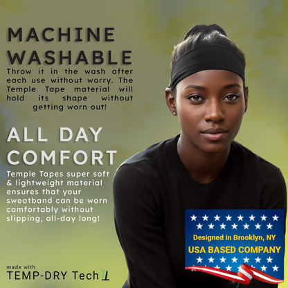 Sweat Band Workout Headbands for Women and Men - Sweatbands for Men - Moisture Wicking Sports Sweat Bands Headbands for Women, Running,Cycling,Yoga,Football Headband