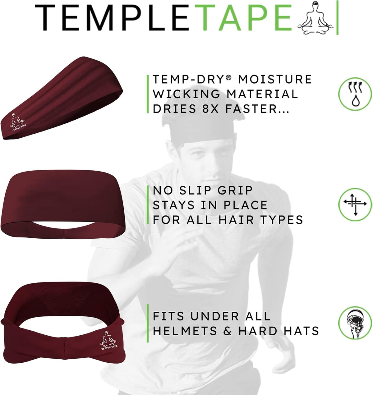 Sweat Band Workout Headbands for Women and Men - Sweatbands for Men - Moisture Wicking Sports Sweat Bands Headbands for Women, Running,Cycling,Yoga,Football Headband