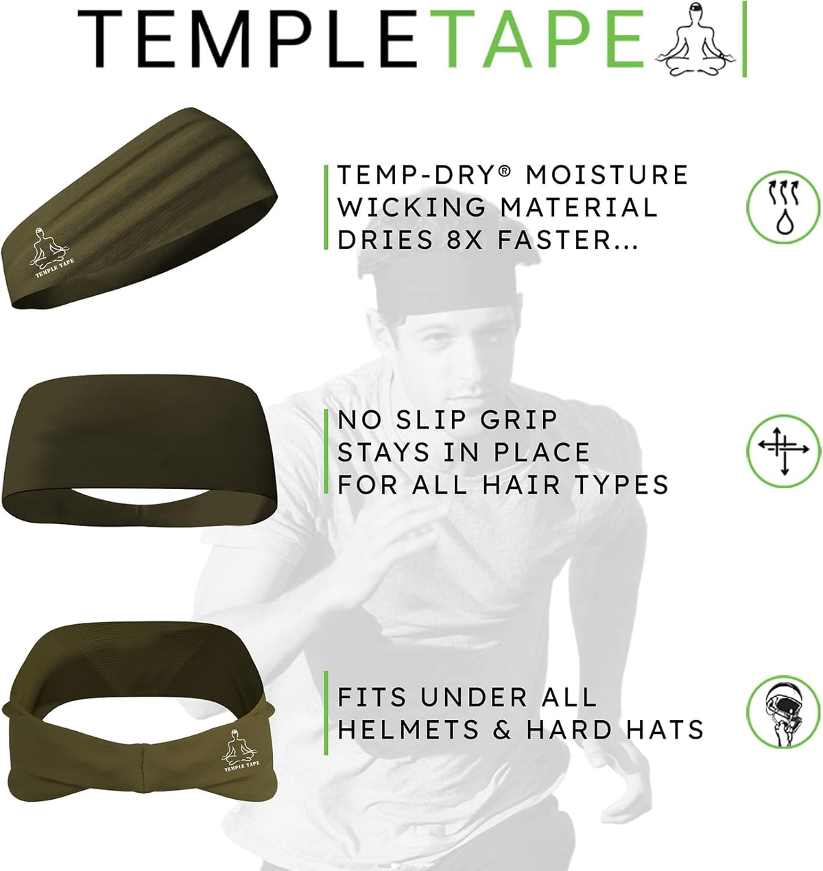 Sweat Band Workout Headbands for Women and Men - Sweatbands for Men - Moisture Wicking Sports Sweat Bands Headbands for Women, Running,Cycling,Yoga,Football Headband