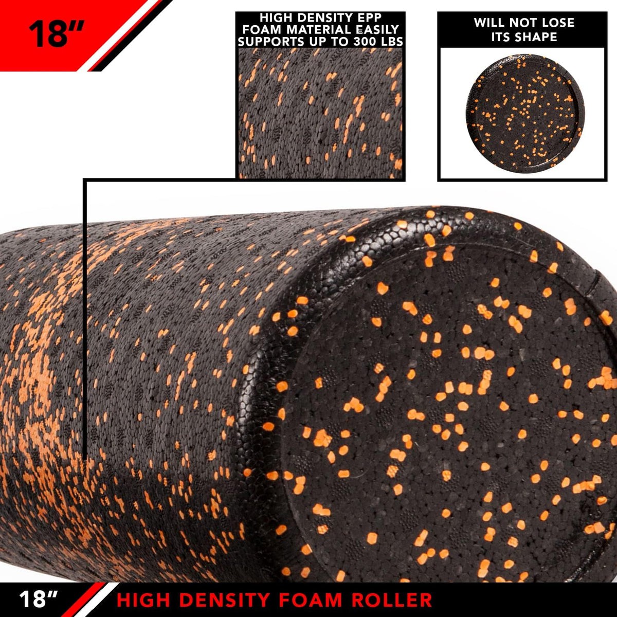 High Density Foam Roller – EPP Deep Tissue Massage Roller for Muscle Recovery, Myofascial Release & Stretching