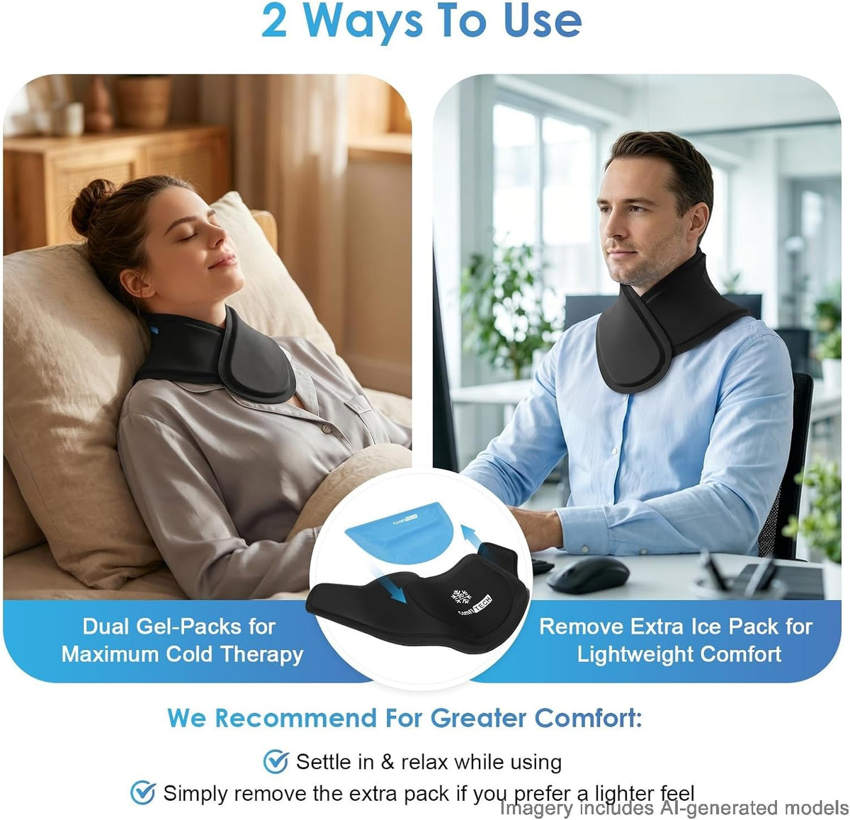 Dual-Gel 30-Min Cooling Neck Ice Pack Wrap, M