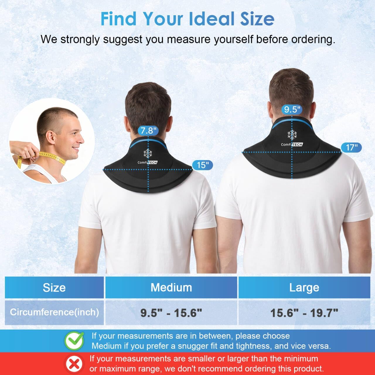 Dual-Gel 30-Min Cooling Neck Ice Pack Wrap, M