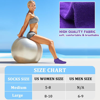 Grips Non Slip Socks for Women, 4 Pairs Yoga Pilates Anti Skid Woman Hospital Gripper Socks (5-12)