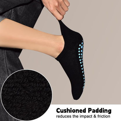 Grips Non Slip Socks for Women, 4 Pairs Yoga Pilates Anti Skid Woman Hospital Gripper Socks (5-12)