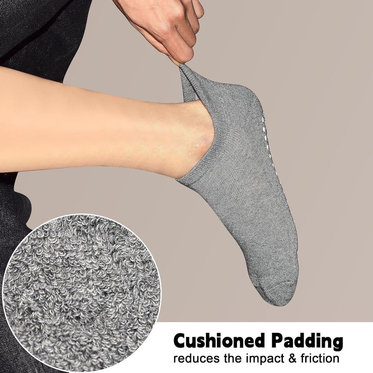 Grips Non Slip Socks for Women, 4 Pairs Yoga Pilates Anti Skid Woman Hospital Gripper Socks (5-12)