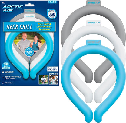 Neck Chill Cooling Tube, Wearable Neck Cooler, 3 Pack |Quick Freeze Gel, No Batteries or Charging | Hands Free Body Cooler for Hot Weather | Reusable, Adjustable Fit