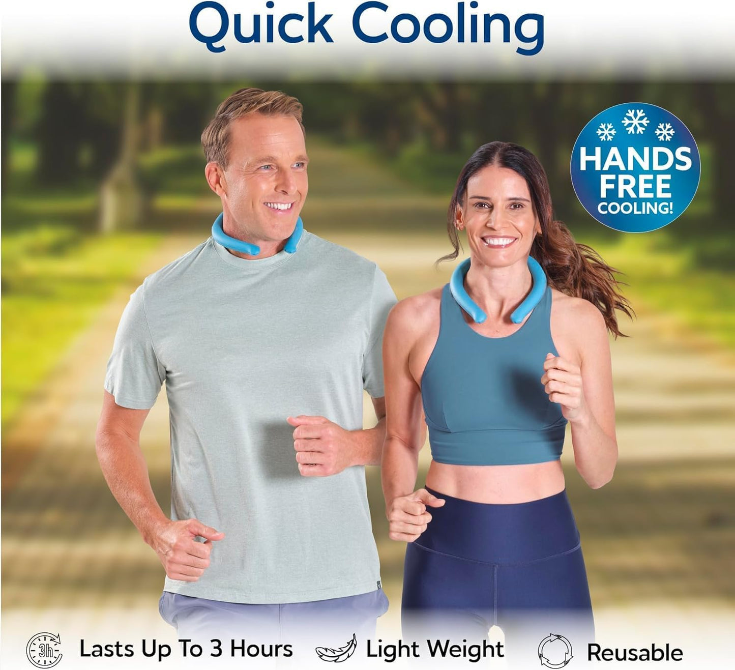 Neck Chill Cooling Tube, Wearable Neck Cooler, 3 Pack |Quick Freeze Gel, No Batteries or Charging | Hands Free Body Cooler for Hot Weather | Reusable, Adjustable Fit