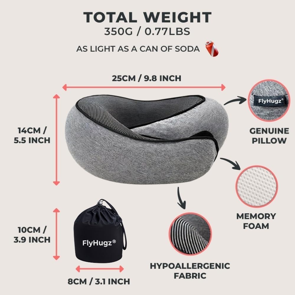 ® Neck Travel Pillow Memory Foam Neck Pillow, Gray