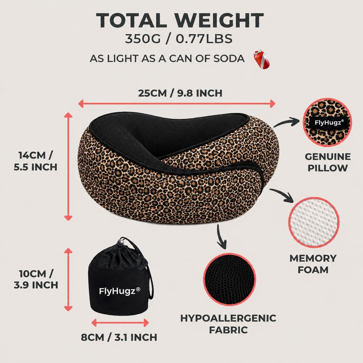 ® Neck Travel Pillow Memory Foam Neck Pillow, Gray