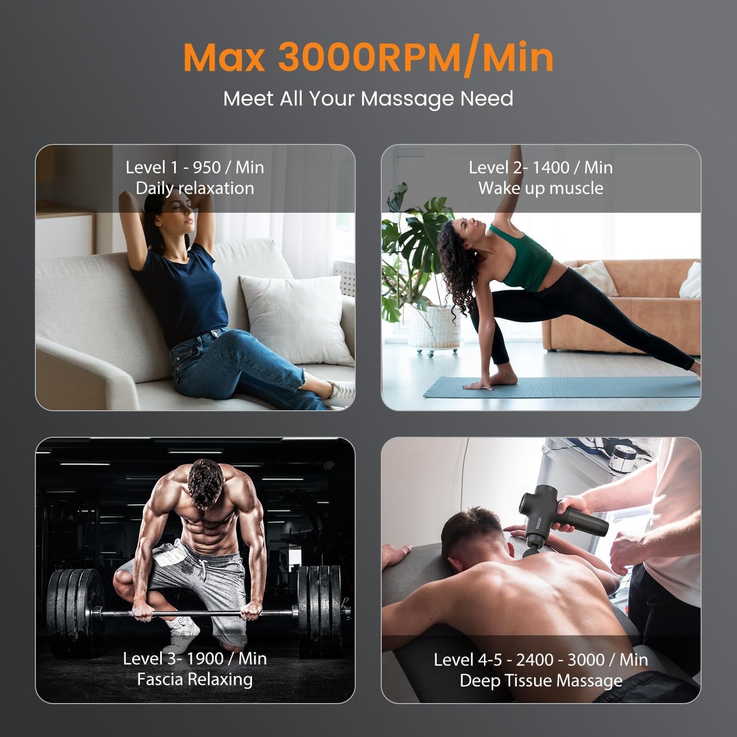 Mebak 3 Massage Gun, Massage Gun Deep Tissue for Athletes, Professional Muscle Percussion Massager, Massager for Shoulder Leg Back Body Pain Relief, Quiet Portable Sport Tool, Gifts for Him