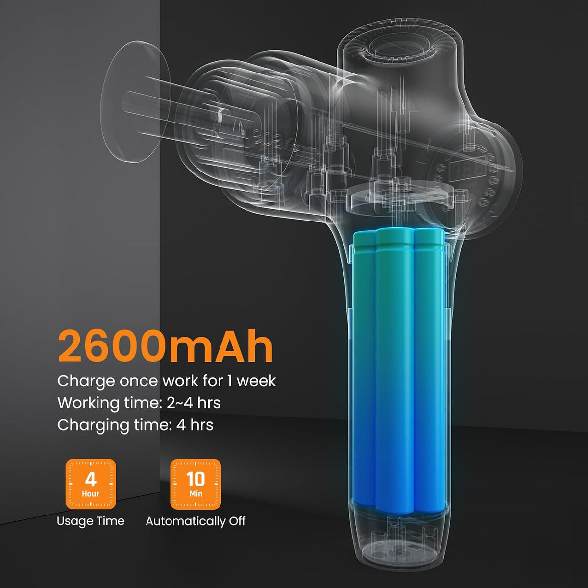 Mebak 3 Massage Gun, Massage Gun Deep Tissue for Athletes, Professional Muscle Percussion Massager, Massager for Shoulder Leg Back Body Pain Relief, Quiet Portable Sport Tool, Gifts for Him