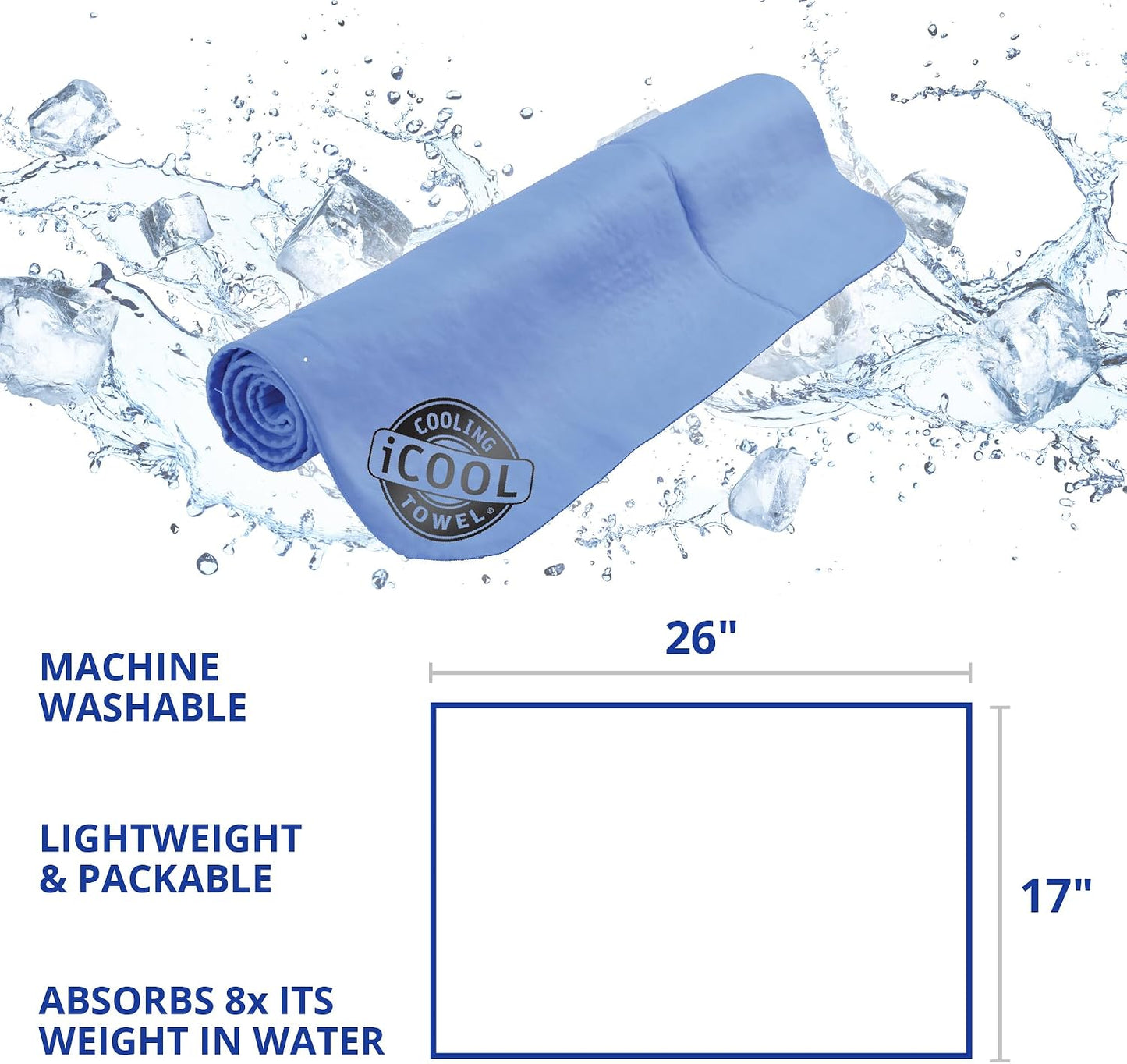 FROGG TOGGS iCOOL PVA Cooling Towel, 26" x 17", Reinforced