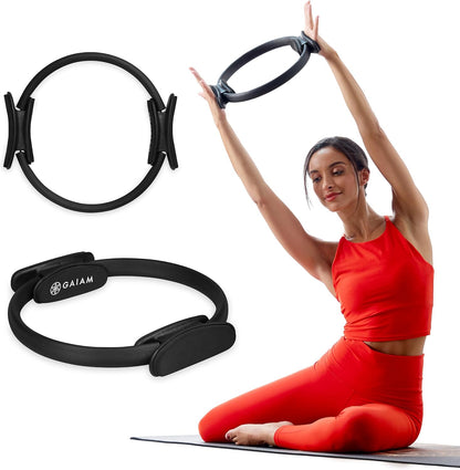 Pilates Ring Fitness Circle - Lightweight & Durable Foam Padded Handles, Flexible Resistance Exercise Equipment for Toning Arms, Thighs/Legs & Core