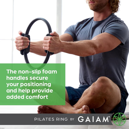 Pilates Ring Fitness Circle - Lightweight & Durable Foam Padded Handles, Flexible Resistance Exercise Equipment for Toning Arms, Thighs/Legs & Core