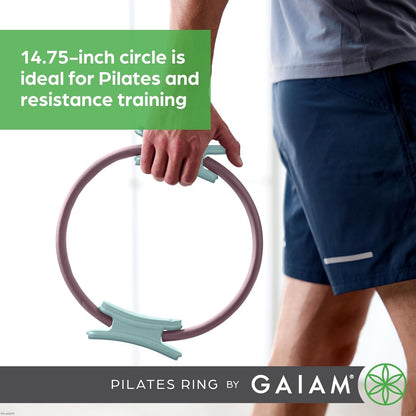 Pilates Ring Fitness Circle - Lightweight & Durable Foam Padded Handles, Flexible Resistance Exercise Equipment for Toning Arms, Thighs/Legs & Core