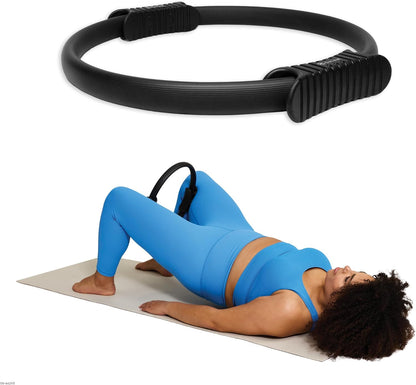 Pilates Ring Fitness Circle - Lightweight & Durable Foam Padded Handles, Flexible Resistance Exercise Equipment for Toning Arms, Thighs/Legs & Core