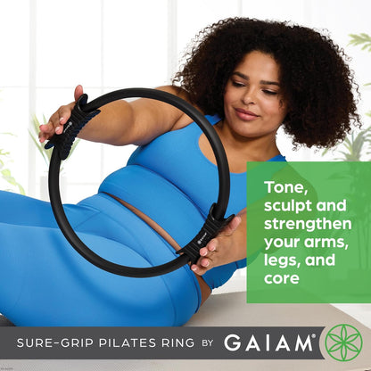 Pilates Ring Fitness Circle - Lightweight & Durable Foam Padded Handles, Flexible Resistance Exercise Equipment for Toning Arms, Thighs/Legs & Core