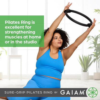 Pilates Ring Fitness Circle - Lightweight & Durable Foam Padded Handles, Flexible Resistance Exercise Equipment for Toning Arms, Thighs/Legs & Core