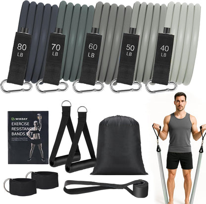 Exercise Resistance Bands with Handles for Working Out Workout Bands Set with Door Anchor for Physical Therapy, Yoga, Pilates