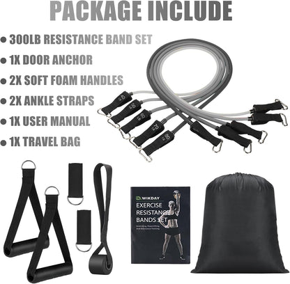 Exercise Resistance Bands with Handles for Working Out Workout Bands Set with Door Anchor for Physical Therapy, Yoga, Pilates