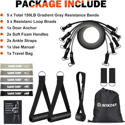 Exercise Resistance Bands with Handles for Working Out Workout Bands Set with Door Anchor for Physical Therapy, Yoga, Pilates