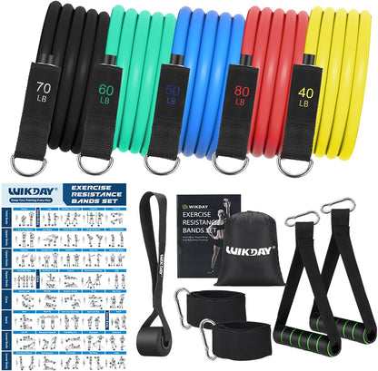 Exercise Resistance Bands with Handles for Working Out Workout Bands Set with Door Anchor for Physical Therapy, Yoga, Pilates